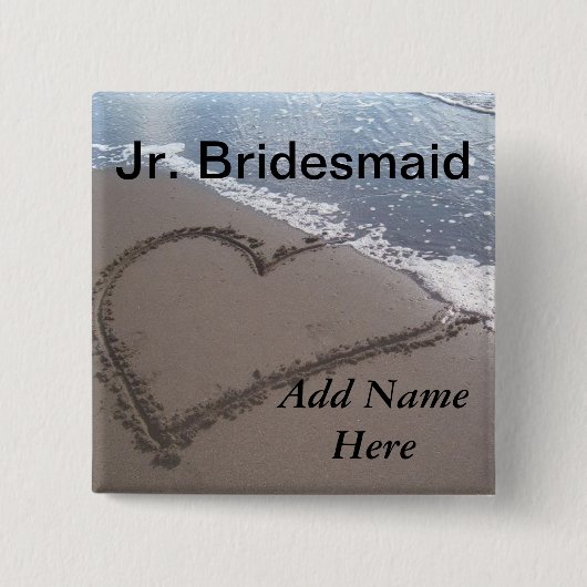 Jr.-Brautjungfern-Strand-Hochzeits-Knopf Button (Vorderseite)