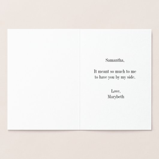 Jr Bridesmaid Vielen Dank Gold Foil Card Folienkarte (Innenseite)