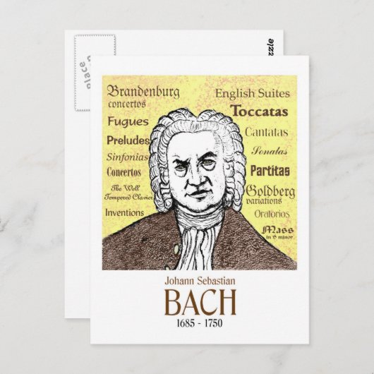 JS Bach Postkarte (Vorne/Hinten)