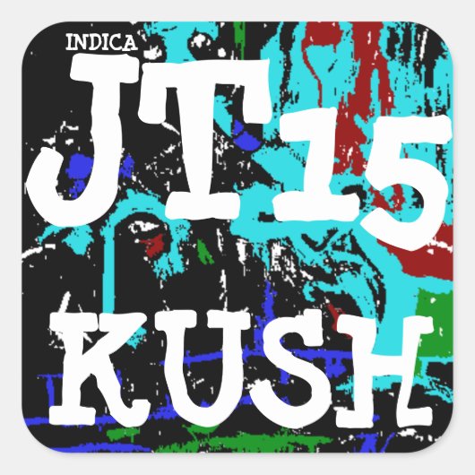 JT15 INDICA KUSH QUADRATISCHER AUFKLEBER (Vorderseite)