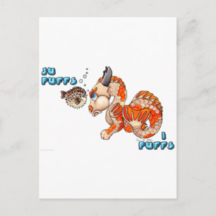 Ju Puffs, I Puffs, niedlicher Koi-Babydrache Postkarte