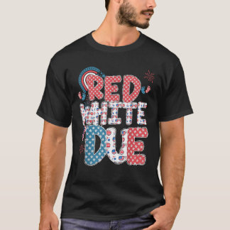 JU: Red White and Due Pregnancy Ankündigung 4. T-Shirt