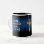 Juan-11:25 b Taza Betrug-Rückseite Biblico Zweifarbige Tasse (Vorderseite Links)