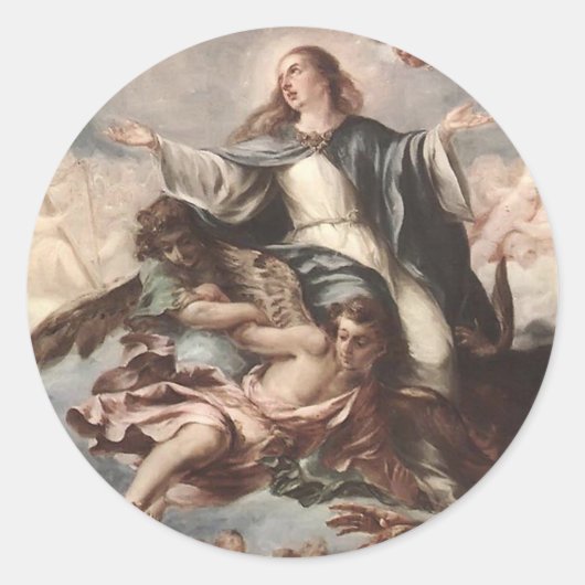 Juan de Valdes Leal- Übernahme der Jungfrau Runder Aufkleber (Vorderseite)