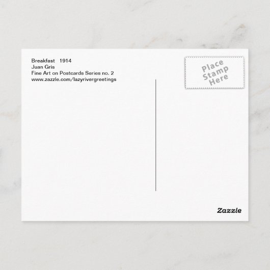 Juan Gris Breakfast Fine Art Postkarte (Rückseite)