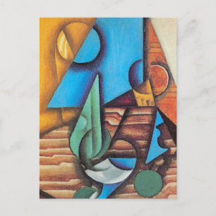 Juan Gris - Flasche und Glas auf einem Tisch Abstr Postkarte