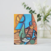 Juan Gris - Flaschen & Glas auf einem Tisch Abstra Postkarte (Stehend Vorderseite)