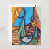 Juan Gris - Flaschen & Glas auf einem Tisch Abstra Postkarte (Vorne/Hinten)