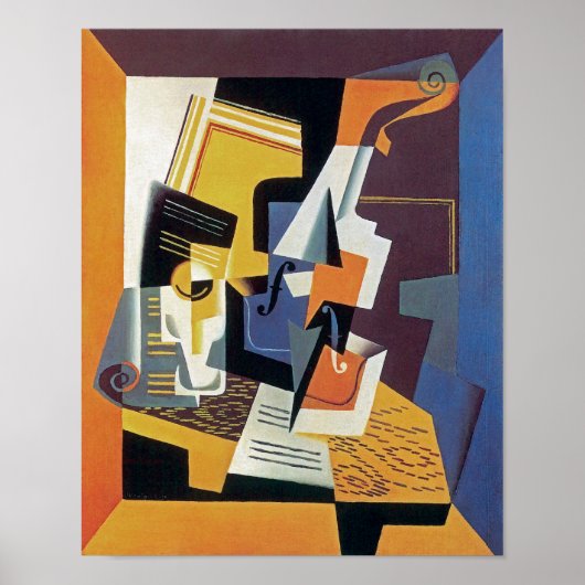 Juan Gris - Geige und Glas - Abstrakte Kunst Poster (Vorne)