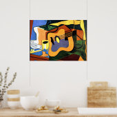 Juan Gris - Gitarre und Flasche Poster (Küche)