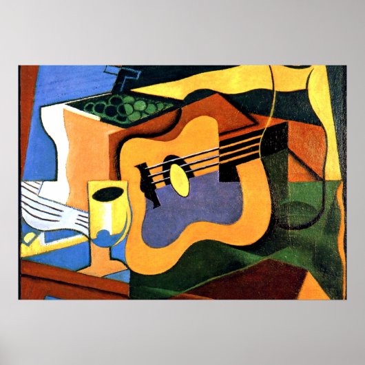 Juan Gris - Gitarre und Flasche Poster (Vorne)