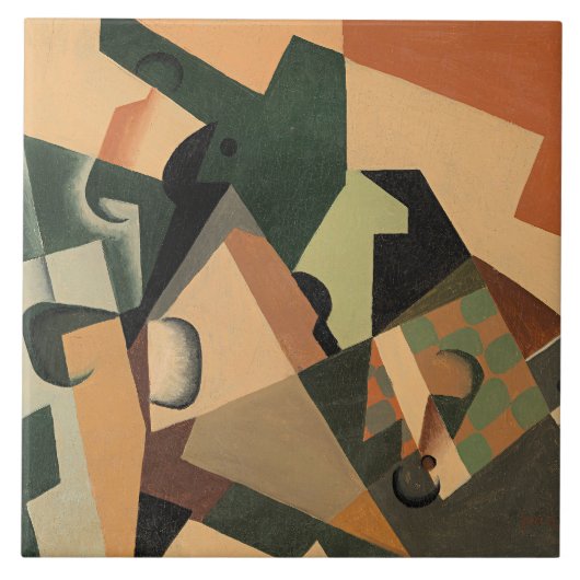 Juan Gris - Glas und Schachbrett, Fliese (Vorderseite)