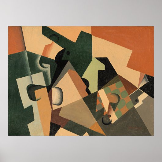 Juan Gris - Glas und Schachbrett, Poster (Vorne)