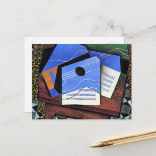 Juan-Gris-Kunstwerk, Gitarre auf einem Tisch, Postkarte