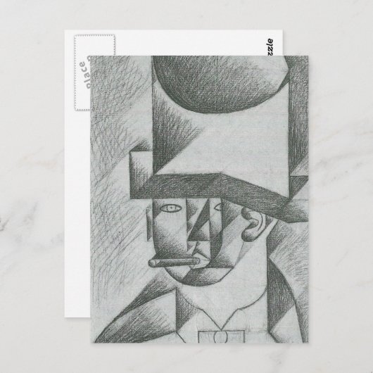 Juan Gris - Leiter eines Mannes mit Zigarre Postkarte (Vorne/Hinten)