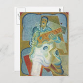 Juan Gris - Pierrot spielt Gitarre Postkarte (Vorne/Hinten)