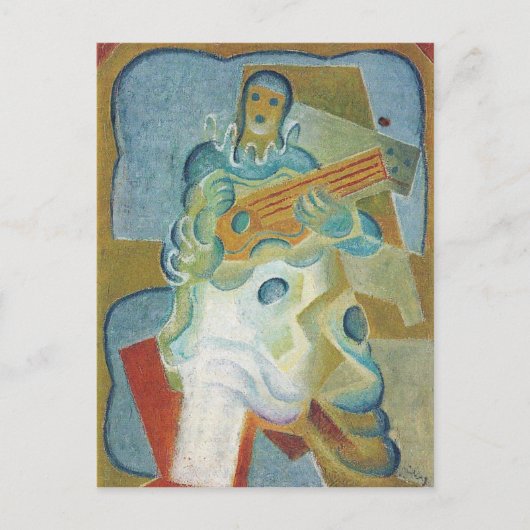 Juan Gris - Pierrot spielt Gitarre Postkarte (Vorderseite)