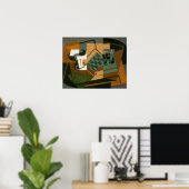 Juan Gris - Schachbrett, Glas und Gericht Poster (Heimbüro)