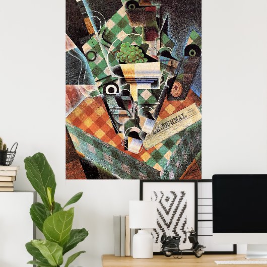 Juan Gris - Stillleben mit Checked Tablecloth Poster (Heimbüro)