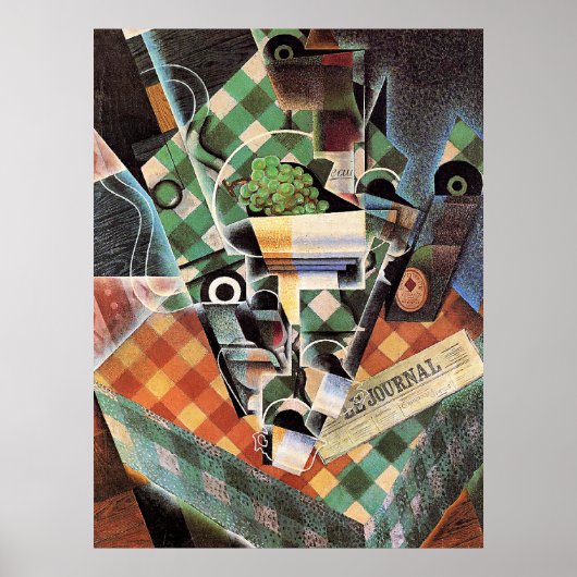 Juan Gris - Stillleben mit Checked Tablecloth Poster (Vorne)