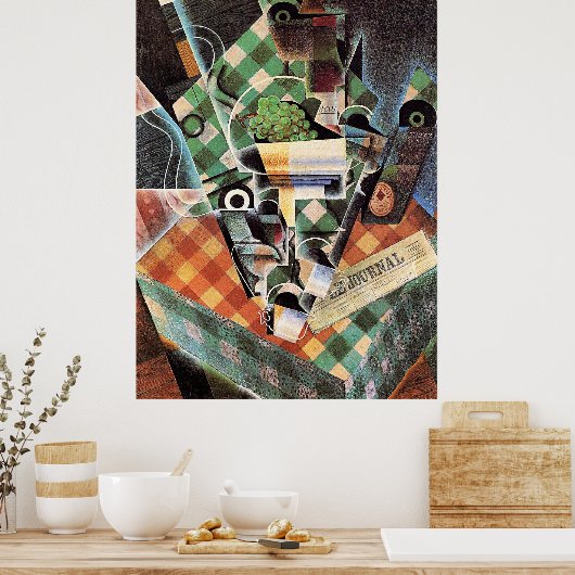 Juan Gris - Stillleben mit Checked Tablecloth Poster (Küche)