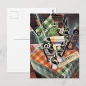 Juan Gris - Stillleben mit Checked Tablecloth Postkarte (Vorne/Hinten)