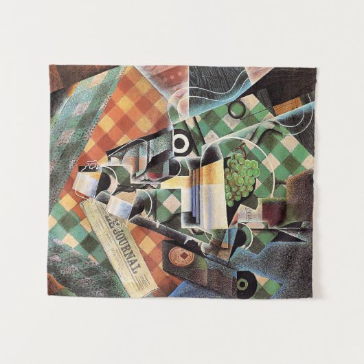 Juan Gris - Stillleben mit Checked Tablecloth Wandteppich (Vorderseite (Horizontal))