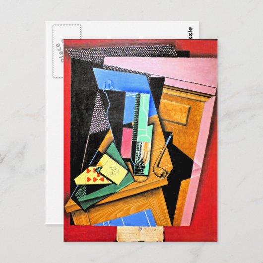 Juan Gris - Stillleben mit einem Gedicht Postkarte (Vorne/Hinten)