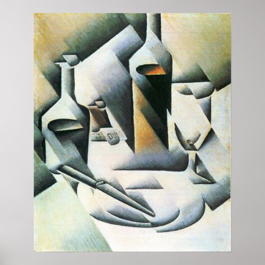 Juan Gris Stillleben Mit Flaschen Und Messern Poster Zazzle De