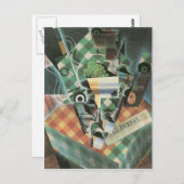 Juan Gris - Stillleben mit geprüfter Tischdecke Postkarte (Vorne/Hinten)