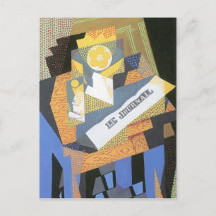 Juan Gris - Zeitungen und Obstschale Postkarte