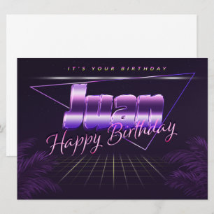 Juan Name Vorname lila retro Karte Geburtstag