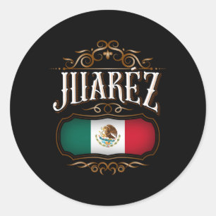 JuãRez Chihuahua Con Bandera De Mã©Xico Runder Aufkleber