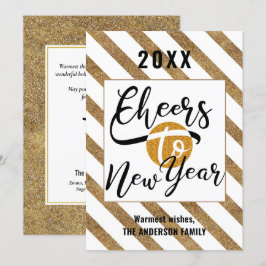 Jubel auf das neue Jahr Moderne Skript Gold Black  Feiertagskarte