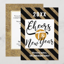 Jubel auf das neue Jahr Moderne Skript Gold Black  Feiertagskarte