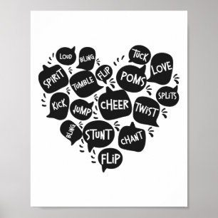 Jubel Cheerleading Herz Wortwolke Tuck Liebe Spli Poster