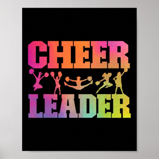 Jubel Cheerleading Wasserfarbe Regenbogen Cheer Le Poster (Vorne)