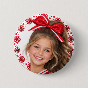 Jubel-Foto Rote Pom-Poms Button