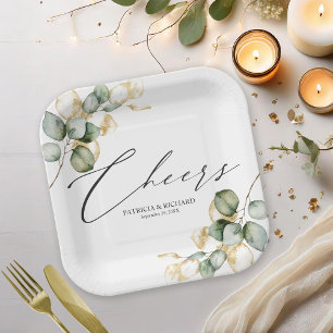 Jubel Gold Grünzeug Hochzeit Pappteller