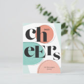 Jubel Neujahr Abstrakt Türkis Melon Feiertagspostkarte (Stehend Vorderseite)