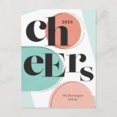 Jubel Neujahr Abstrakt Türkis Melon Feiertagspostkarte (Vorderseite)