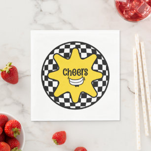 Jubel-Smiley-Stern – Retro-Schachbrett Serviette