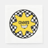Jubel-Smiley-Stern – Retro-Schachbrett Serviette (Vorderseite)