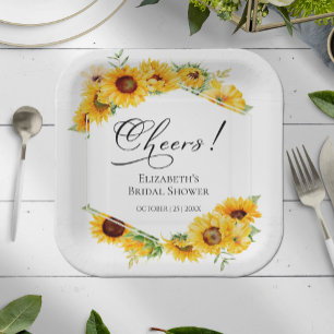 Jubel Sonnenblume Floral Herbst Brautparty Pappteller
