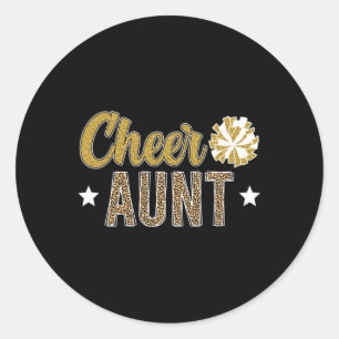 Jubel Tante Leopard Cheerleading Tante Cheerleader Runder Aufkleber