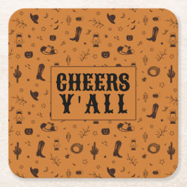 jubeln von allen Western Rechteckiger Pappuntersetzer