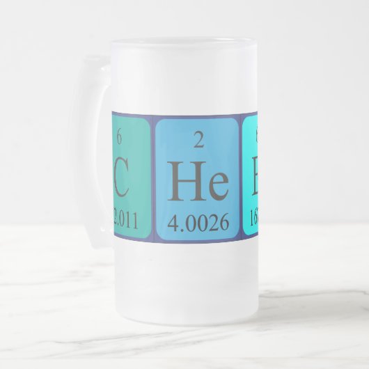 Jubelt Wort-Tasse der periodischen Tabelle zu Mattglas Bierglas (Vorderseite Links)