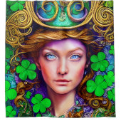 Jubilant Scarlet Frau St. Patrick's Day Artwork Duschvorhang (Vorderseite)