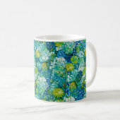 Jubilant Spring Blue & Green Modern Floral Kaffeetasse (VorderseiteRechts)