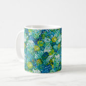 Jubilant Spring Blue & Green Modern Floral Kaffeetasse (Vorderseite Links)